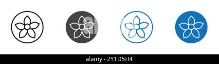 Jasmine icon Logo sign in thin line outline set and group collection Stock Vector