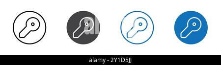 Key icon Logo sign in thin line outline set and group collection Stock Vector