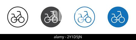 Bicycle icon Logo sign in thin line outline set and group collection Stock Vector