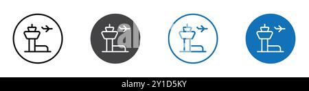 Airport icon Logo sign in thin line outline set and group collection Stock Vector