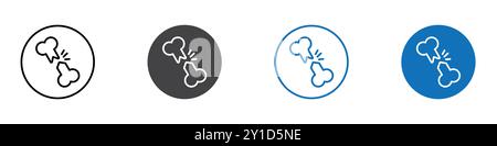 Broken bone icon Logo sign in thin line outline set and group collection Stock Vector