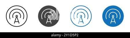 Broadcast icon Logo sign in thin line outline set and group collection Stock Vector