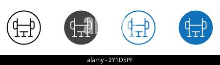 Bench press icon Logo sign in thin line outline set and group collection Stock Vector