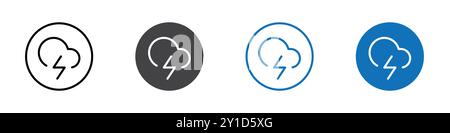 Cloud lightening icon Logo sign in thin line outline set and group collection Stock Vector