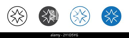 Christmas star icon Logo sign in thin line outline set and group collection Stock Vector