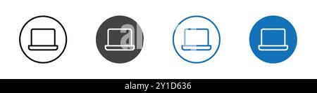 Laptop icon Logo sign in thin line outline set and group collection Stock Vector