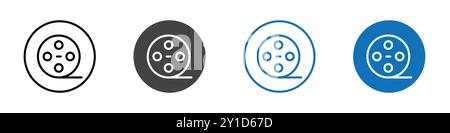 Film icon Logo sign in thin line outline set and group collection Stock Vector