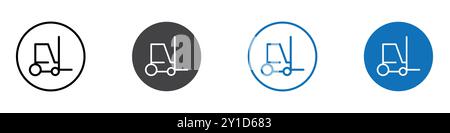 Forklift icon Logo sign in thin line outline set and group collection Stock Vector