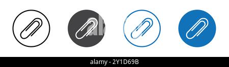 Paper clip icon Logo sign in thin line outline set and group collection Stock Vector