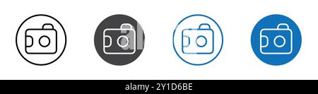 Camera icon Logo sign in thin line outline set and group collection Stock Vector