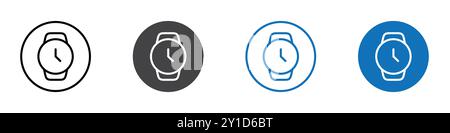 Watch icon Logo sign in thin line outline set and group collection Stock Vector