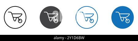 Wheel barrow icon Logo sign in thin line outline set and group collection Stock Vector