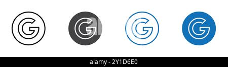 Google icon Logo sign in thin line outline set and group collection Stock Vector