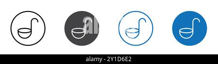 Ladle icon Logo sign in thin line outline set and group collection Stock Vector