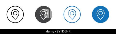 Location icon Logo sign in thin line outline set and group collection Stock Vector