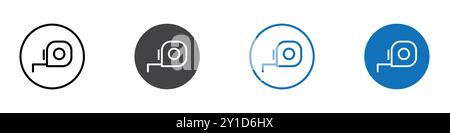 Measurment tape icon Logo sign in thin line outline set and group collection Stock Vector