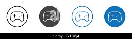 Game pad icon Logo sign in thin line outline set and group collection Stock Vector
