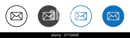 Mail icon Logo sign in thin line outline set and group collection Stock Vector