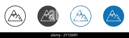 Mountain icon Logo sign in thin line outline set and group collection Stock Vector