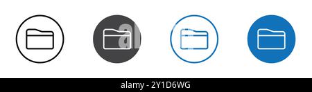 File folder icon Logo sign in thin line outline set and group collection Stock Vector