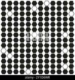 Hexagonal grid pattern. Black and white hexagons. Geometric honeycomb layout. Abstract vector background. Stock Vector
