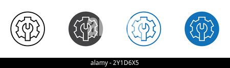 maintenance icon Logo sign in thin line outline set and group collection Stock Vector