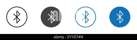 Bluetooth icon Logo sign in thin line outline set and group collection Stock Vector