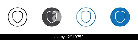 Shield icon Logo sign in thin line outline set and group collection Stock Vector