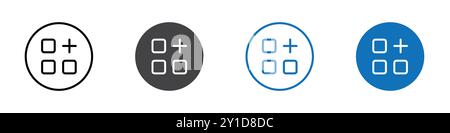 layout grid add icon Logo sign in thin line outline set and group collection Stock Vector