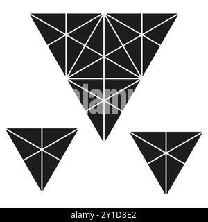 Geometric triangle icon. Abstract triangular shapes. Black and white pattern. Vector composition. Stock Vector