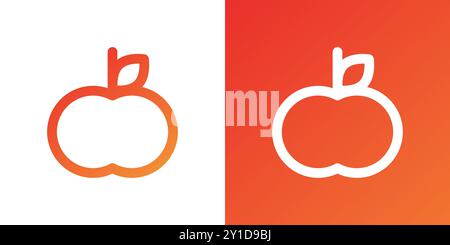 Minimal gradient apple icon. Back to school. Vector illustration, flat design Stock Vector