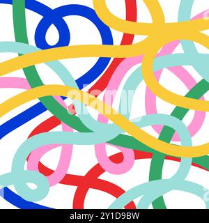 Organic curvy lines. Colorful fun background. Vector illustration, flat design Stock Vector