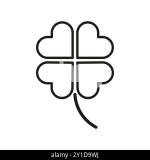 Cloverleaf icon. Four leaf symbol. Lucky clover outline. Vector illustration. Stock Vector