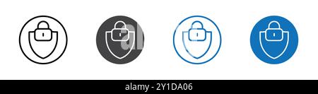 shield protection icon Logo sign in thin line outline set and group collection Stock Vector