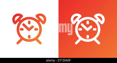 Minimal gradient alarm clock icon. Back to school. Vector illustration, flat design Stock Vector