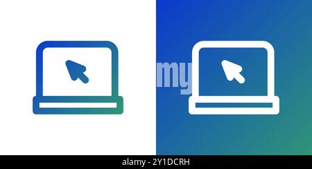 Minimal gradient laptop with pointer icon. Back to school. Vector illustration, flat design Stock Vector