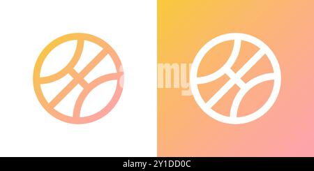 Basketball ball. Minimal gradient icon. Back to school. Vector illustration, flat design Stock Vector