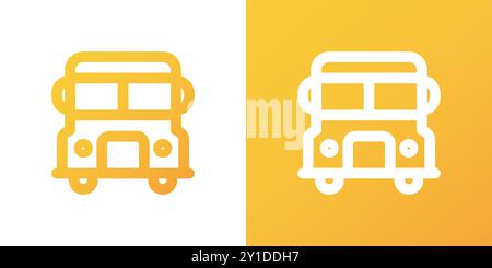 Minimal gradient school bus icon. Back to school. Vector illustration, flat design Stock Vector