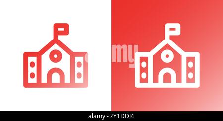 Minimal gradient school building icon. Back to school. Vector illustration, flat design Stock Vector
