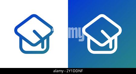 Minimal gradient graduation cap icon. Back to school. Vector illustration, flat design Stock Vector