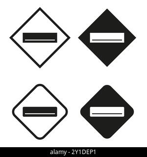 Diamond shape icons. Four unique envelope symbols. Simple black and white geometric design. Minimalist vector illustration. Stock Vector