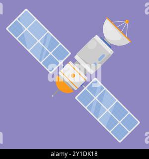 Space Satellite Vector icon. space satellite gps vector illustration. satellite technology spacecraft Stock Vector