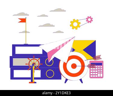 Business success 2D linear illustration concept Stock Vector