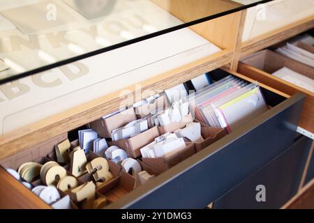 Artistic and Creative Craft Store Display Featuring an Array of Number and Letter Cutouts, Perfect for DIY Projects, Scrapbooking, and Crafting Stock Photo