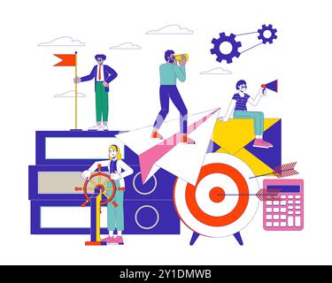 Leadership development 2D linear illustration concept Stock Vector