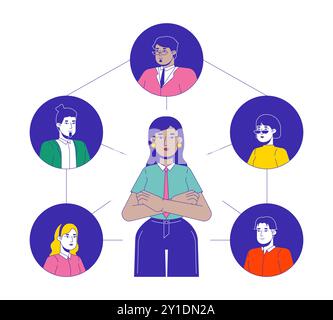 Coworkers communication 2D linear illustration concept Stock Vector