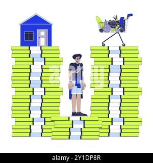 High cost of living 2D linear illustration concept Stock Vector