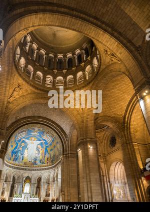 Christ in Majesty, The Triumph of the Sacred Heart of Jesus Mosaic, Sacre Coeur, Montmartre, Paris, France, Europe, EU. Stock Photo