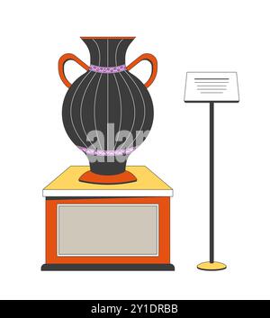 Greek amphora exhibit 2D linear cartoon object Stock Vector