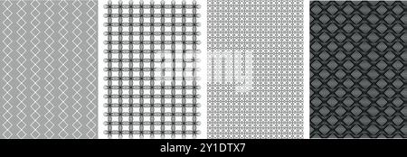 Seamless Geometric Abstract Vector Pattern Background, Unique Endless Gray and White Prints, Modern Textile Pattern Set For Fabrics. Stock Vector